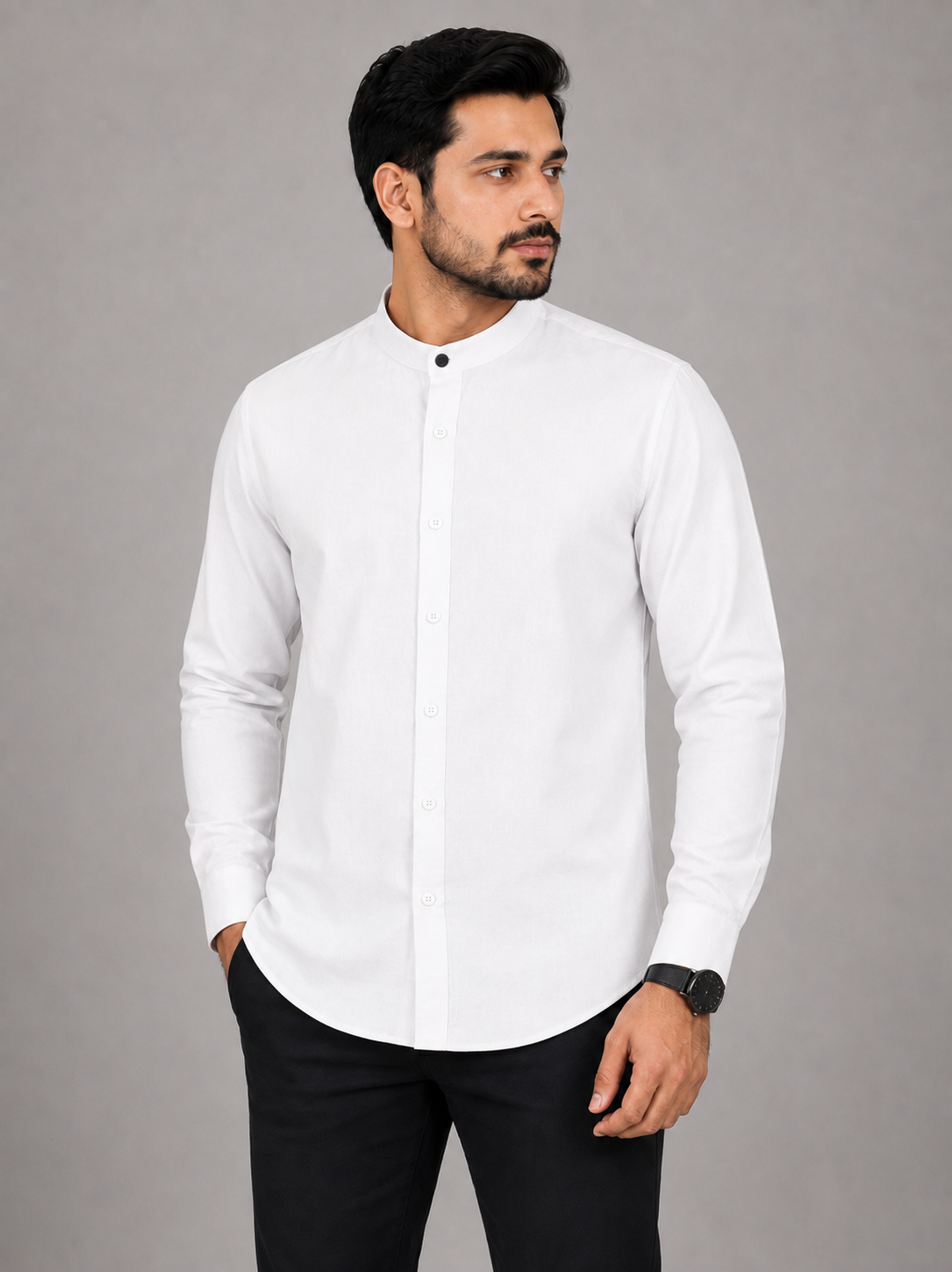 Premium Oxford Band Collar Shirt hover