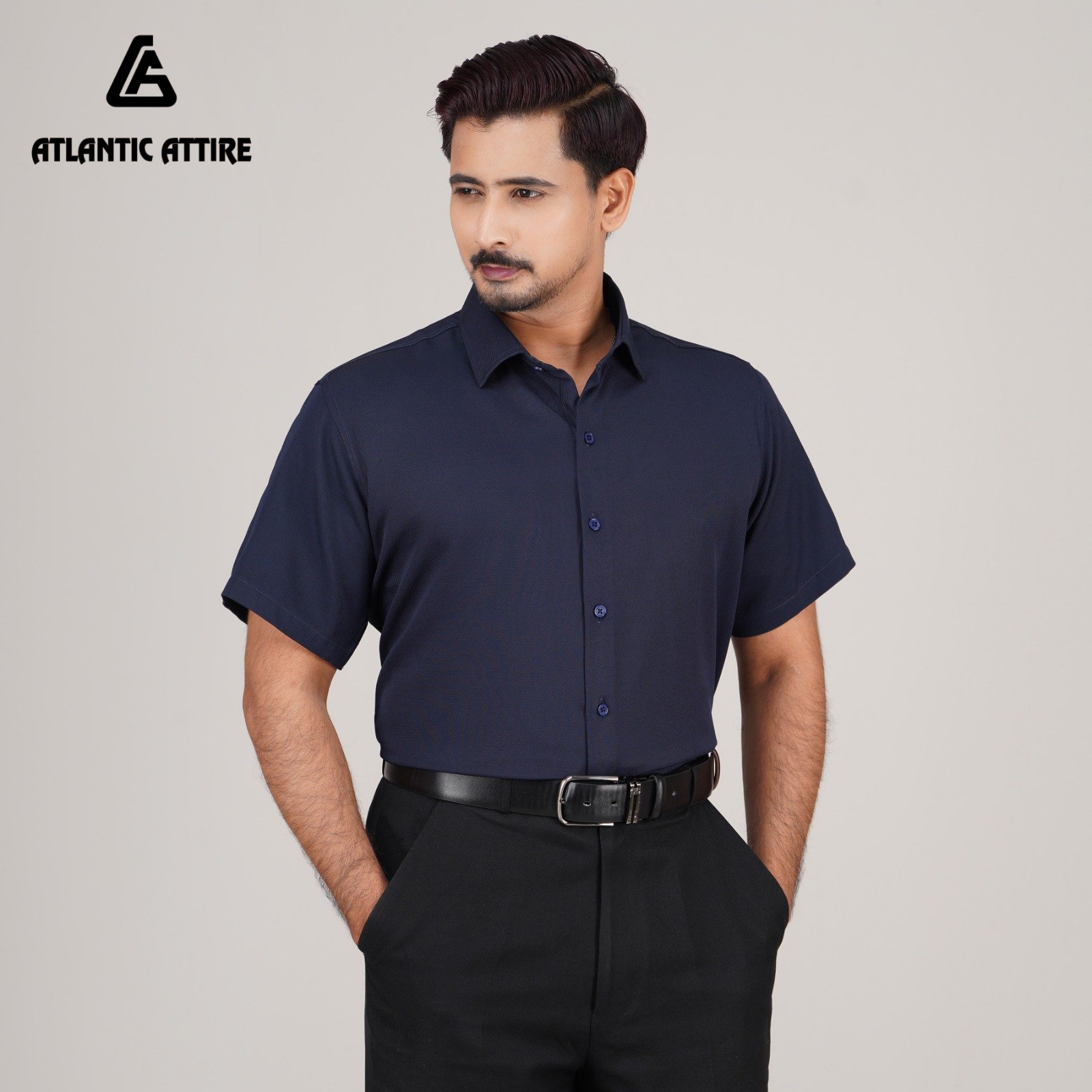 Premium China Engle Fabric Shirt - NAVY BLUE S/SLV hover