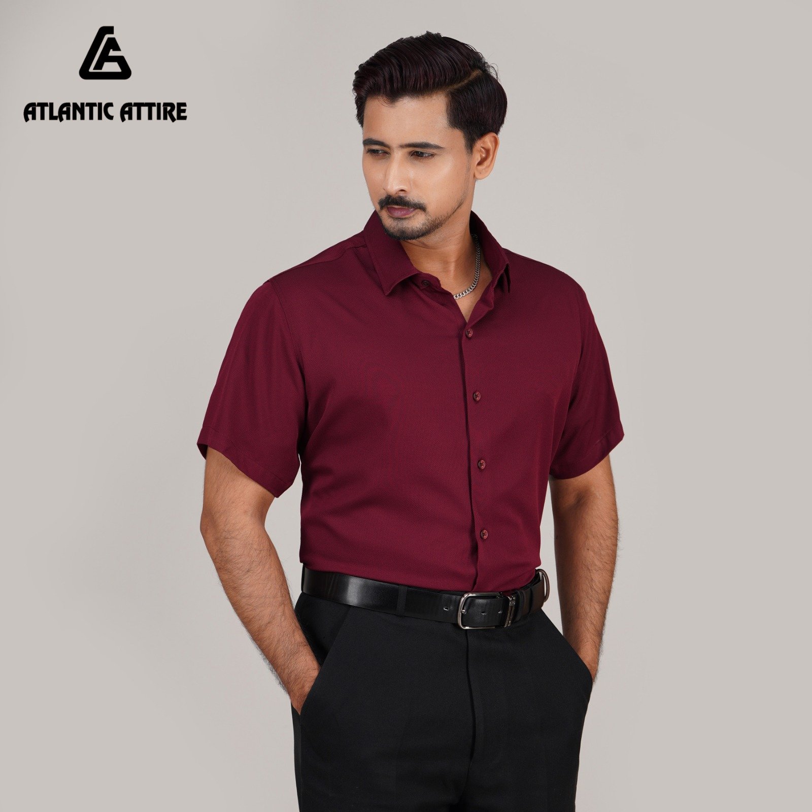 Premium China Engle Fabric Shirt - MAROON S/SLV hover